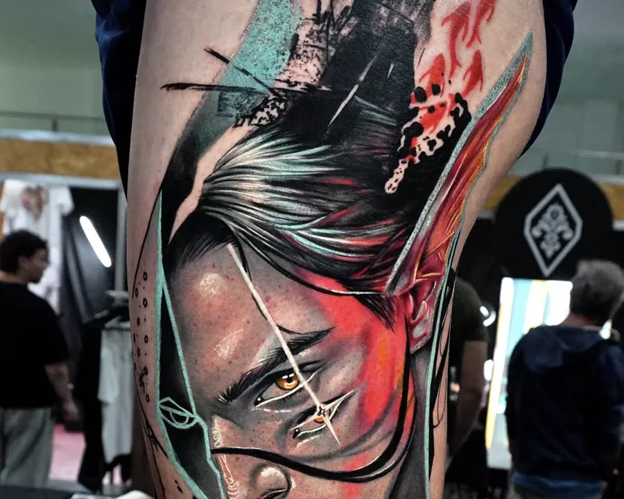 Tatuagem a cores premiada com o 2.º lugar em Peniche